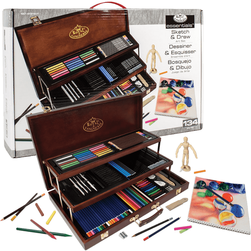 Royal & Langnickel set za skiciranje i crtanje – drveni koferčić od 134 kom.