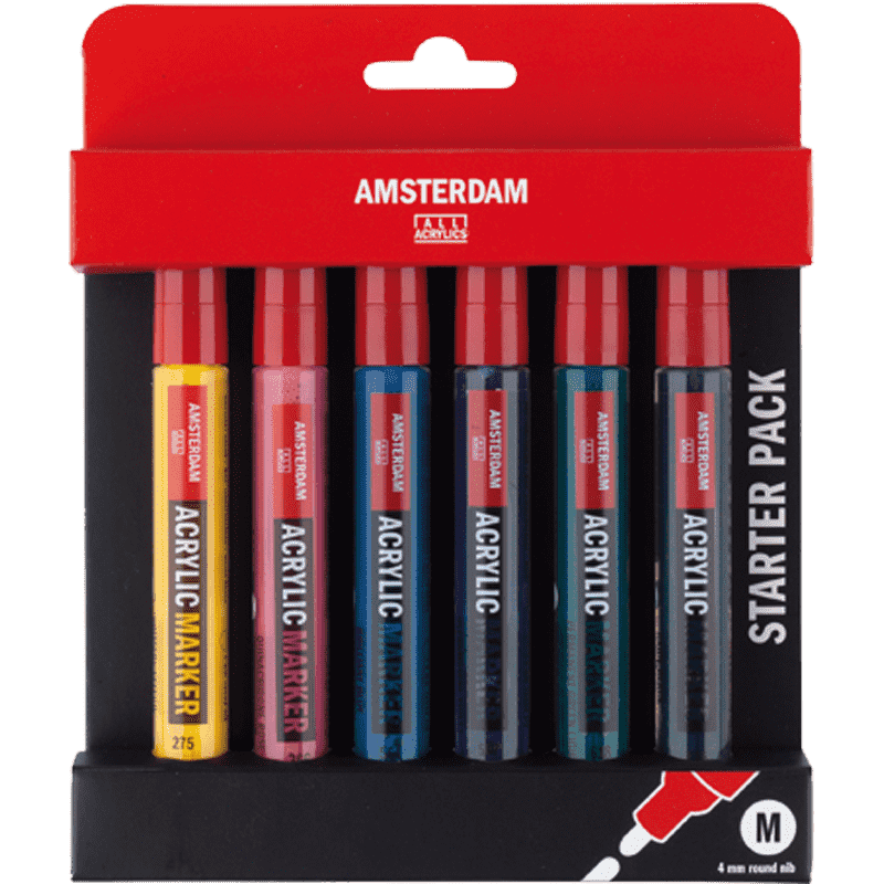 Akrilni flomasteri AMSTERDAM – Starter set 6 x 4 mm