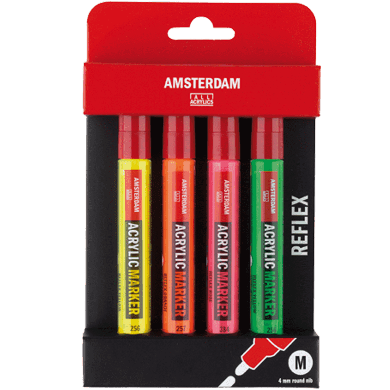 Akrilni flomasteri AMSTERDAM – Reflex set 4 x 4 mm