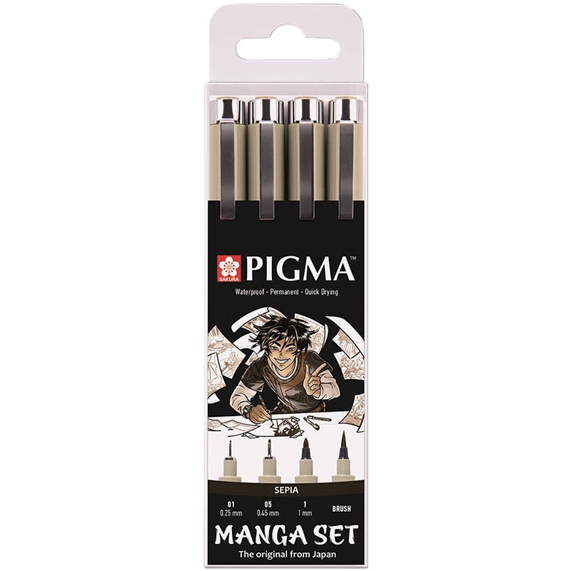 Manga Pigma® Micron sepija flomasteri – set od 4 kom.