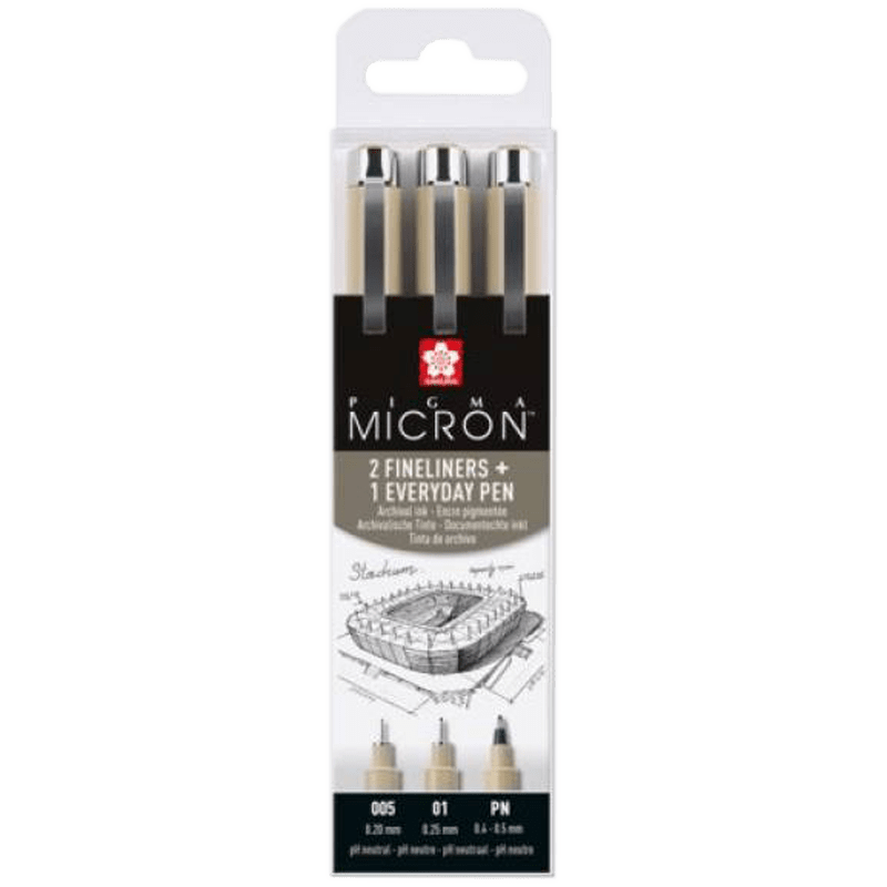 Set tehničkih olovaka SAKURA Pigma Micron Urban - 3 komada - 005, 01, PN