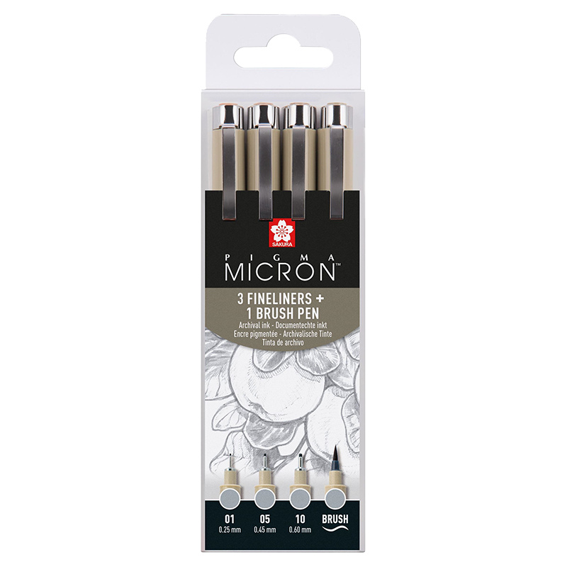 SAKURA Pigma Micron sada 4 kom - Light Cool Grey