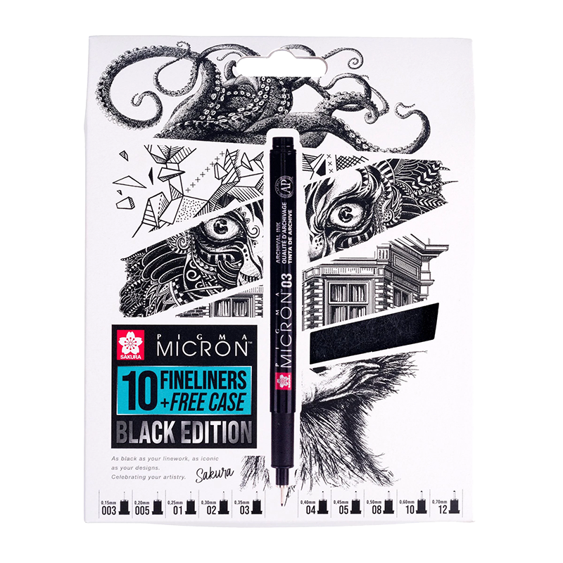 Sakura Pigma Micron Black Edition set od 10 kom + torbica gratis